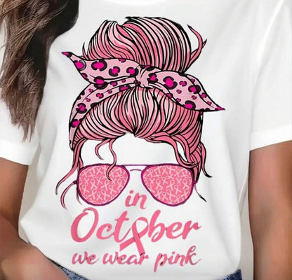 Messy Bun Cancer Ribbon Shirt