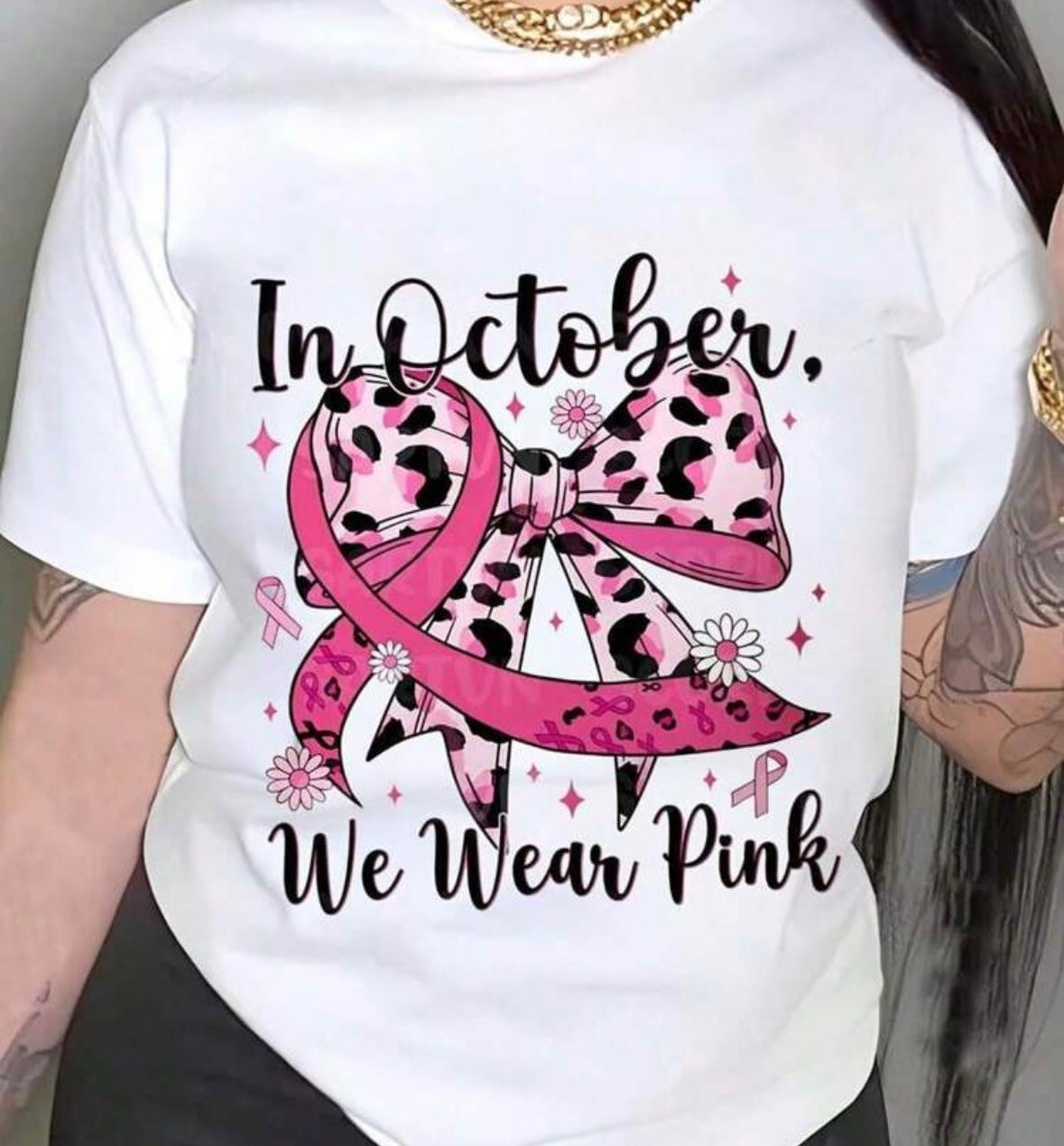 Pink Cheetah Cancer Ribbon Shirt