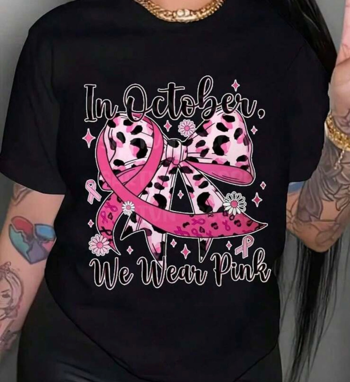 Pink Cheetah Cancer Ribbon Shirt